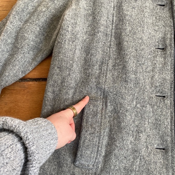 London Fog grey wool mid length trench coat - Picture 5 of 5